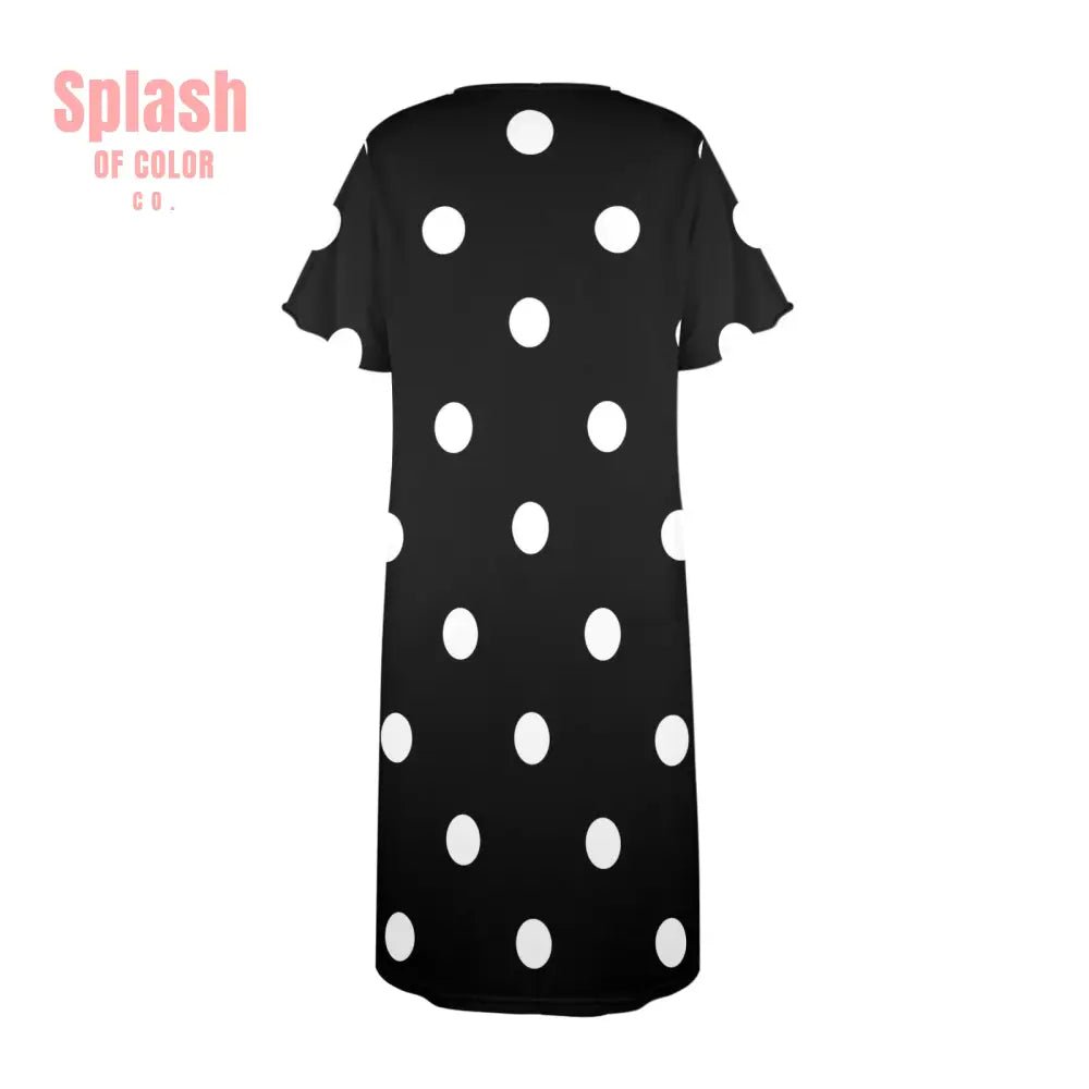 Sassy Gal Black White Polka Dot Comfy Muumuu Dress Pajamas