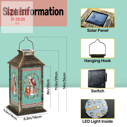 Whimsical Mahjong Christmas Heritage Tile House And Vintage Gals Solar Lantern - Splash of Color co.