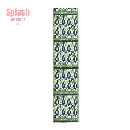 Star Of David Watercolor Blue Green Watercolor Elegant Table Runner for Home Decor, Boho Table Accent - Splash of Color co.