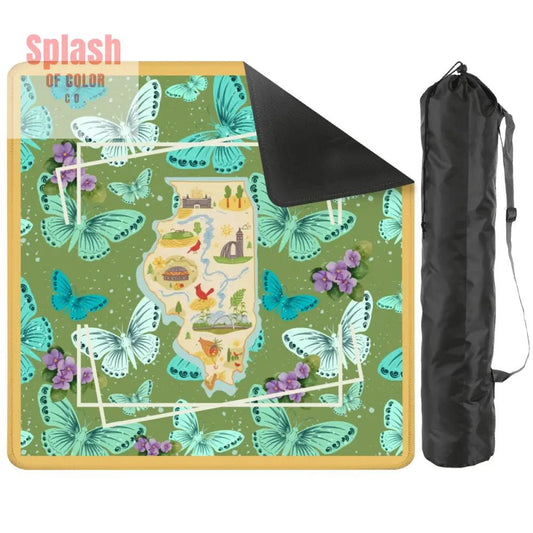 State Of Illinois, Butterflies, Violets State Pride Mahjong Mat - Splash of Color co.