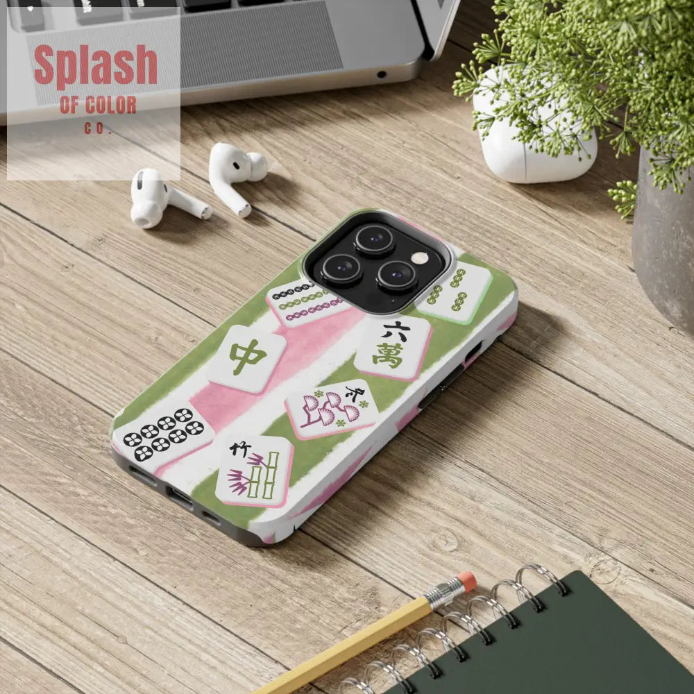 Stylish Mahjong Phone Case Durable Mobile Cover for Gamers Unique Gifts for Game Lovers Fun Accessory for Phone