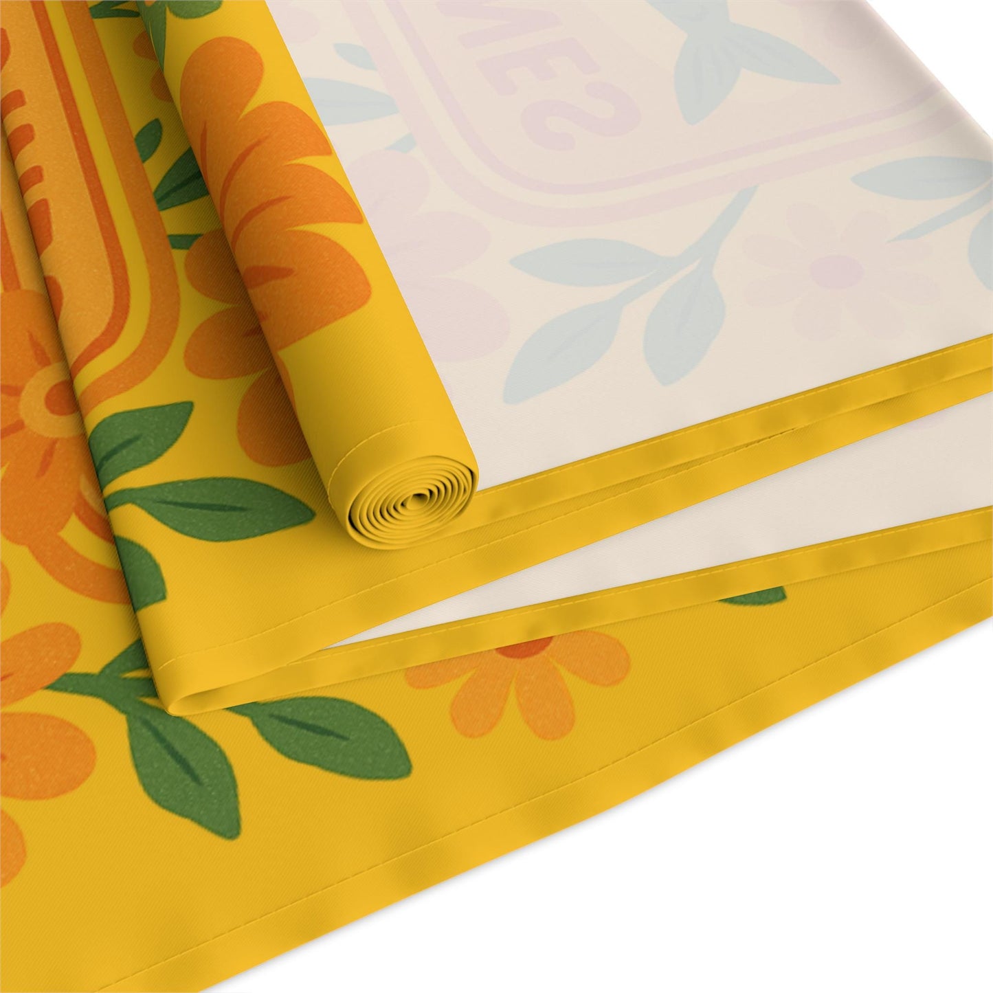 Summer Sardine Table Runner Cheerful Tinned Fish Floral Table Runner | Nautical Bright Summer Decor