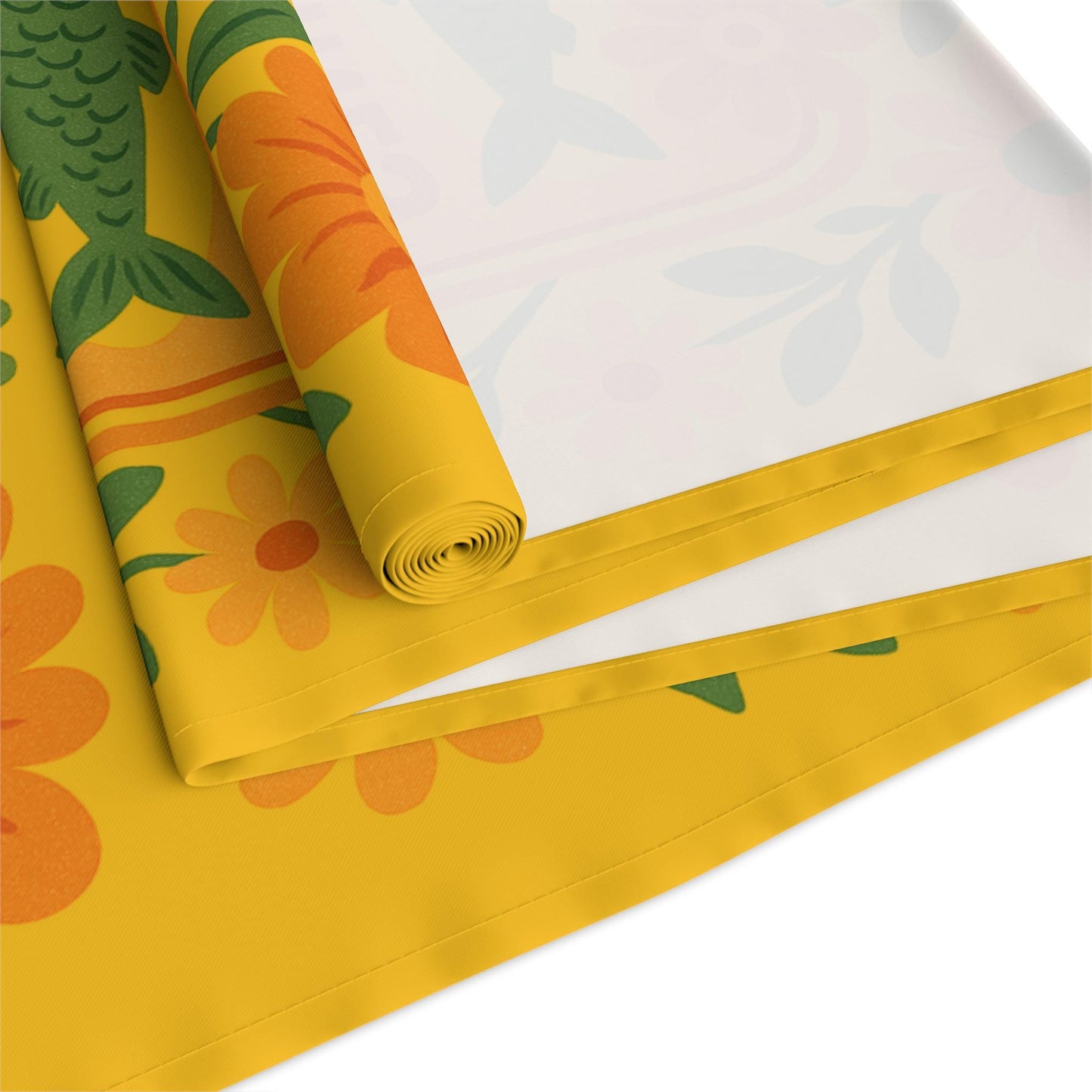 Summer Sardine Table Runner Cheerful Tinned Fish Floral Table Runner | Nautical Bright Summer Decor