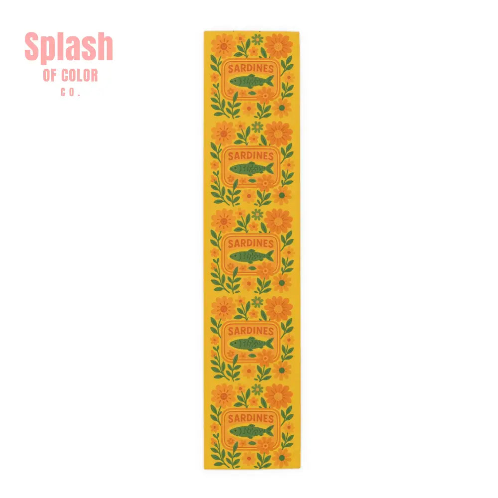 Summer Sardine Table Runner Cheerful Tinned Fish Floral Table Runner | Nautical Bright Summer Decor