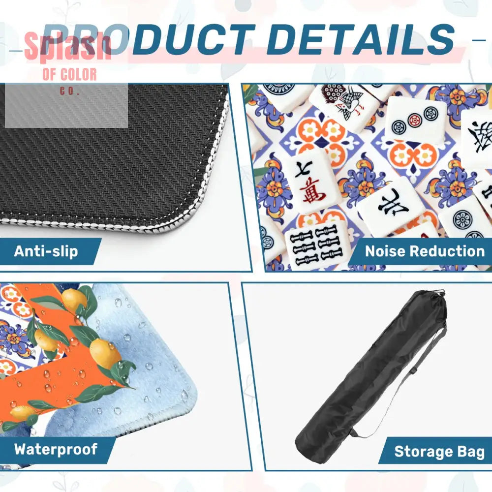Taste Or Tuscany Citrus Lemong Orange Blue Watercolor Mahjong Mat - Daily Accessories