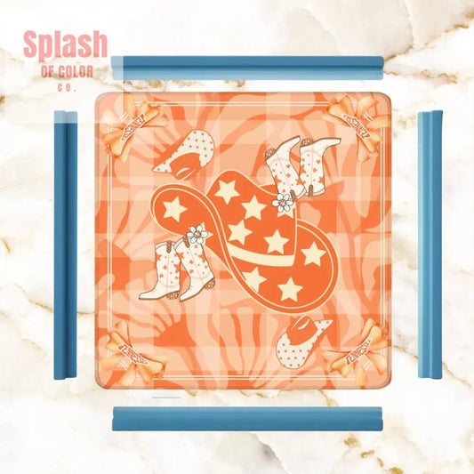 Tennessee Orange Country Cowboy Hat And Boots, State Pride Mahjong Mat - Splash of Color co.