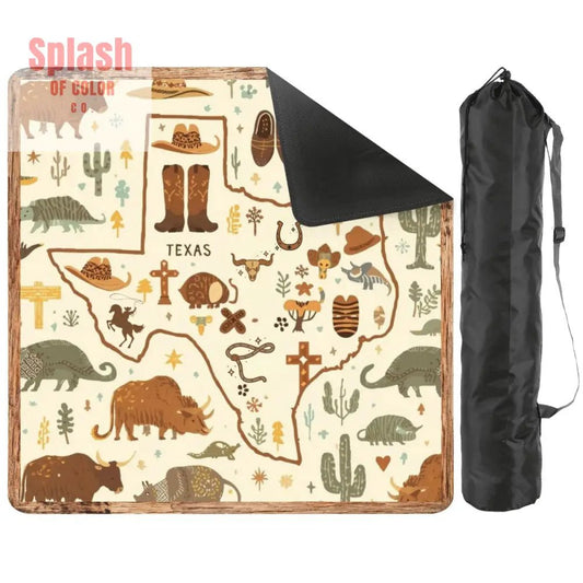 Texas Mahjong Mat Rustic Whimsy Green Brown Yellow Tones - 2mm (Black Bag) - Daily Accessories
