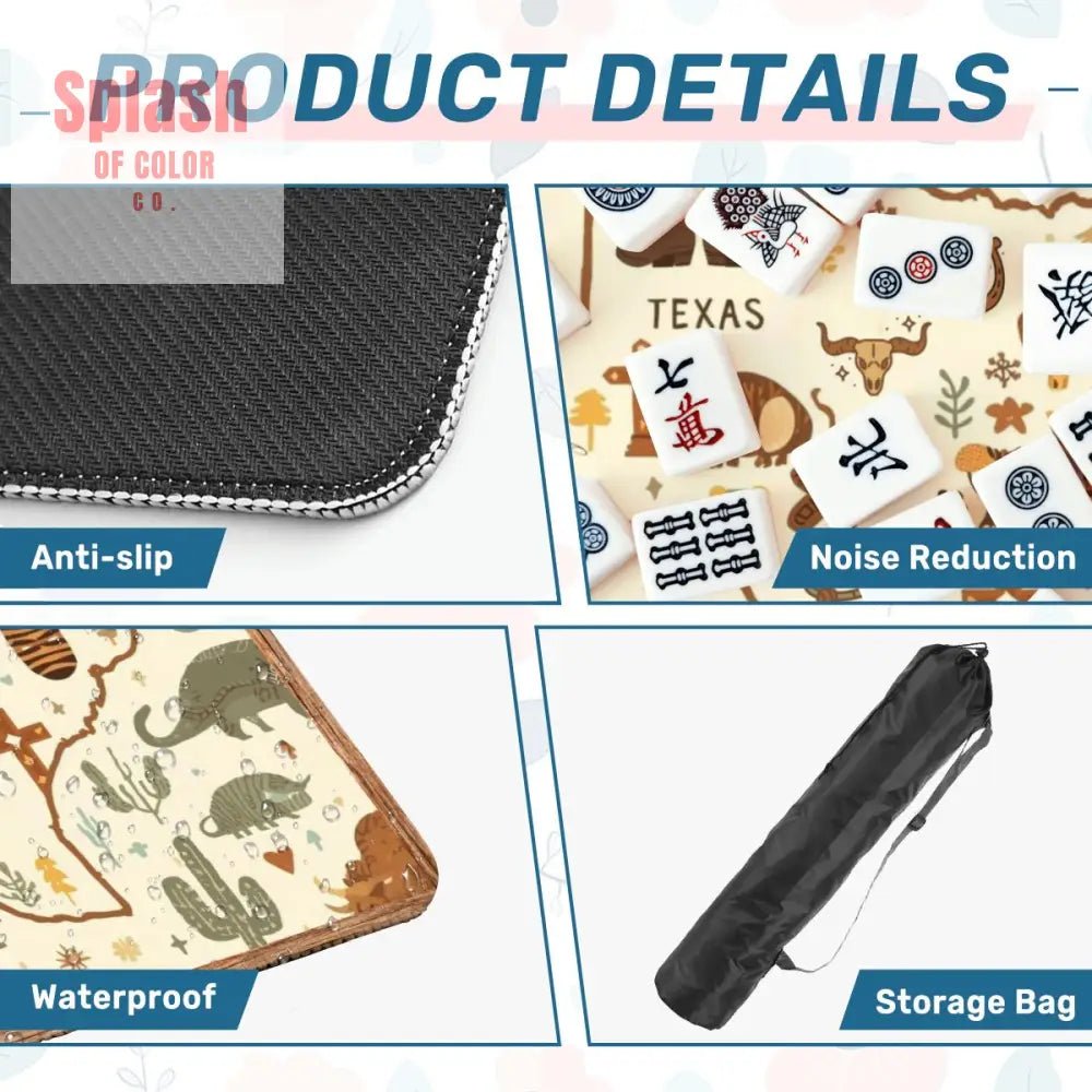 Texas Mahjong Mat, Rustic Whimsy Green, Brown Yellow Tones - Splash of Color co.