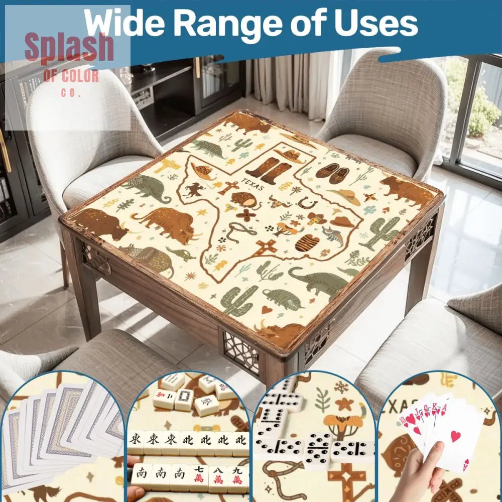 Texas Mahjong Mat, Rustic Whimsy Green, Brown Yellow Tones - Splash of Color co.
