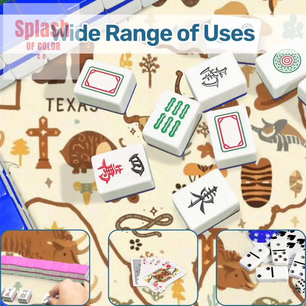 Texas Mahjong Mat, Rustic Whimsy Green, Brown Yellow Tones - Splash of Color co.