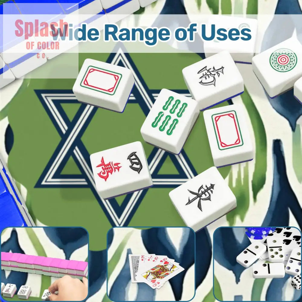 The Star Of David Jewish Watercolor Ikat Green Blue Mahjong Mat Daily Accessories