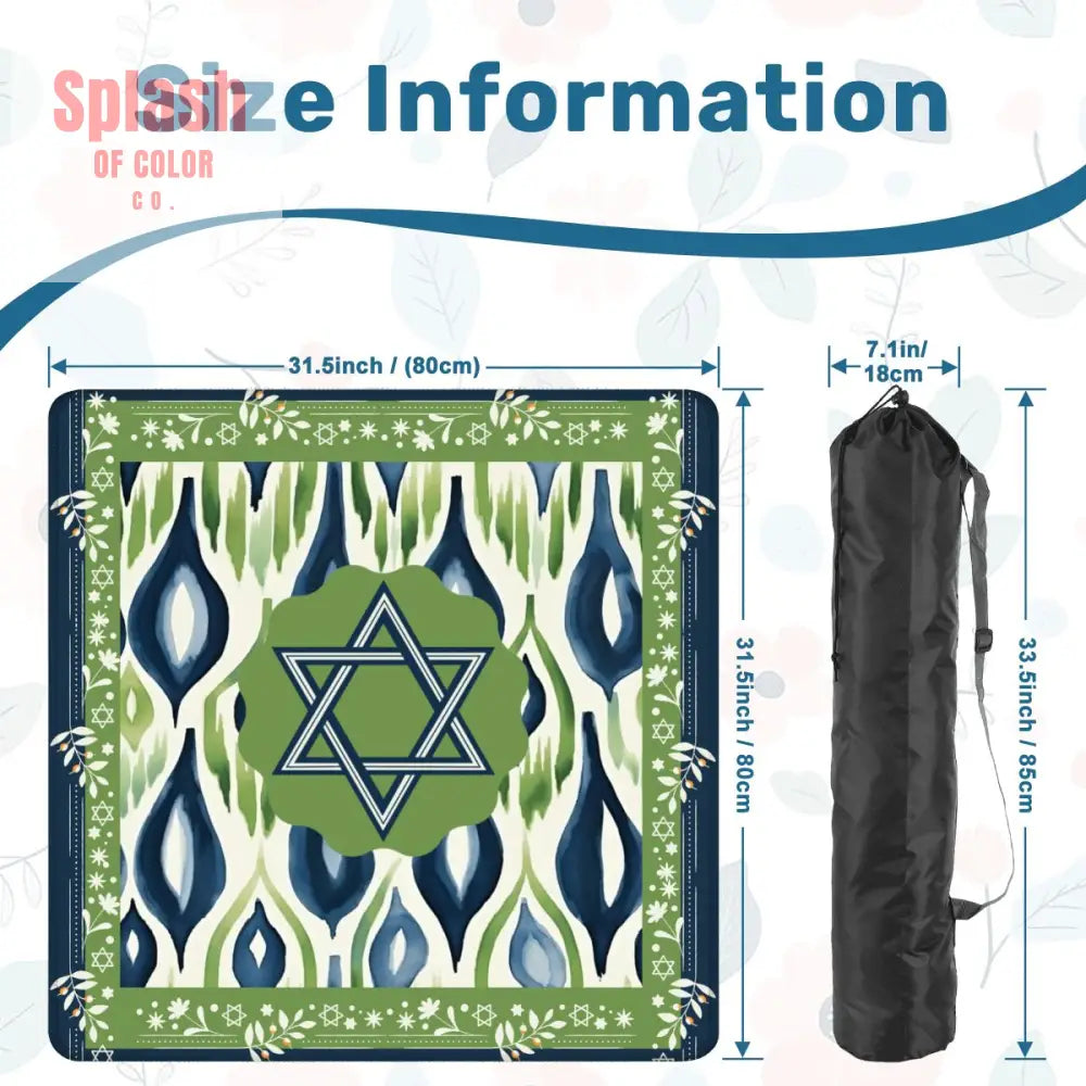 The Star Of David Jewish Watercolor Ikat Green Blue Mahjong Mat Daily Accessories