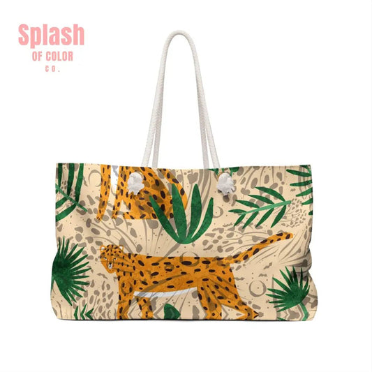 The Tigeress Quintessential Animal Print Modern Mahjong Tile Tote Bag, Mahj Accessory Bag - Splash of Color co.