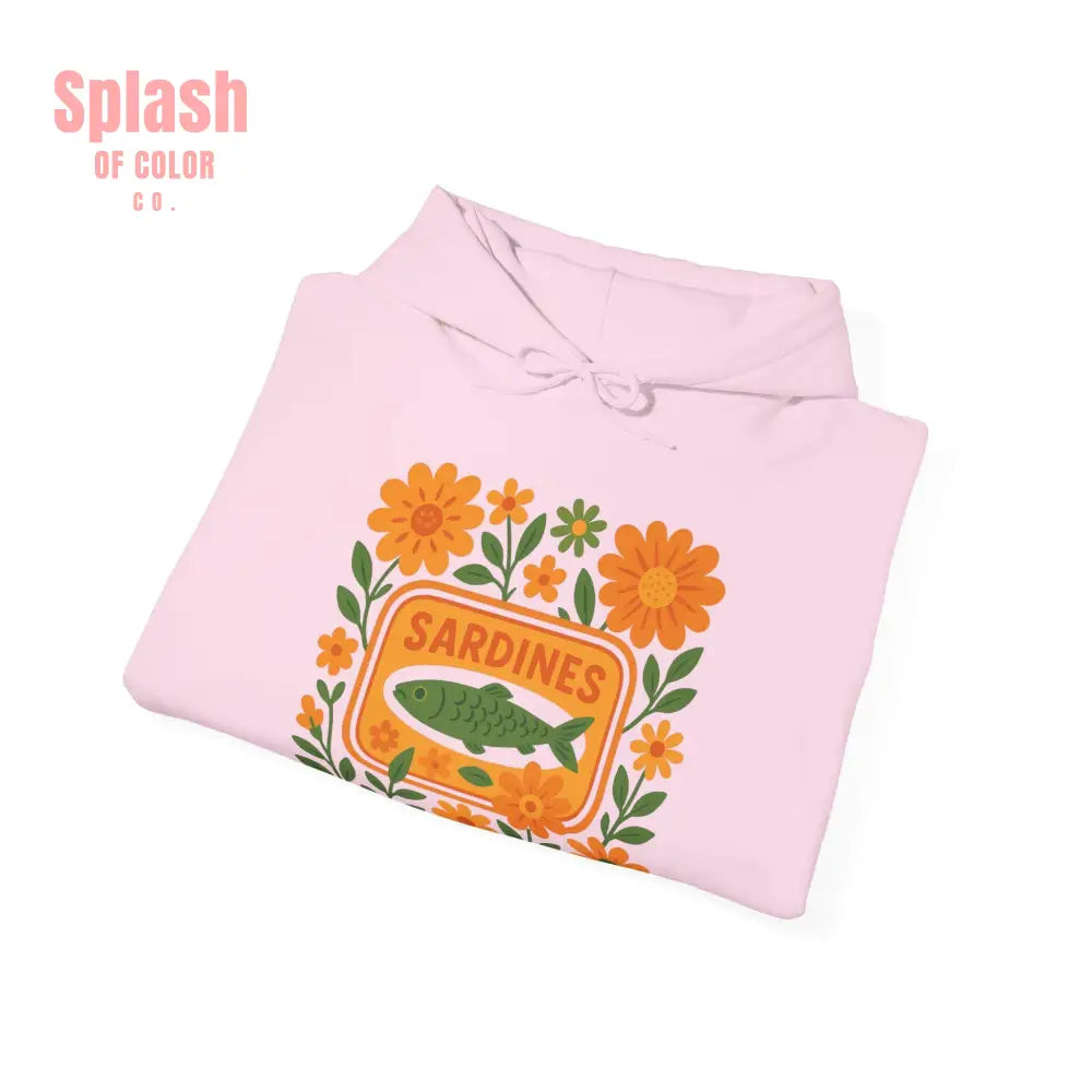 Tinned Fish Sardine Hoodie Colorful Sardines Floral Hoodie Unisex Nautical Sweatshirt for Fish Lovers