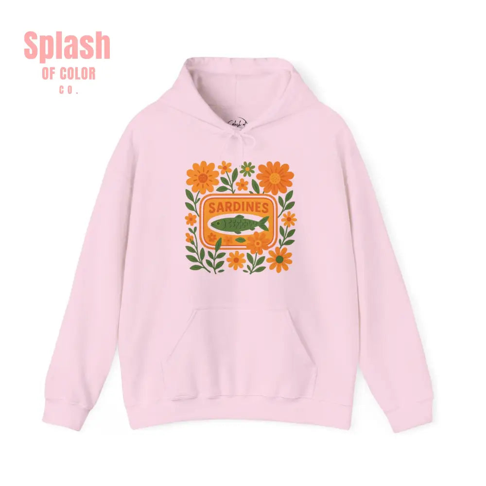 Tinned Fish Sardine Hoodie Colorful Sardines Floral Hoodie Unisex Nautical Sweatshirt for Fish Lovers