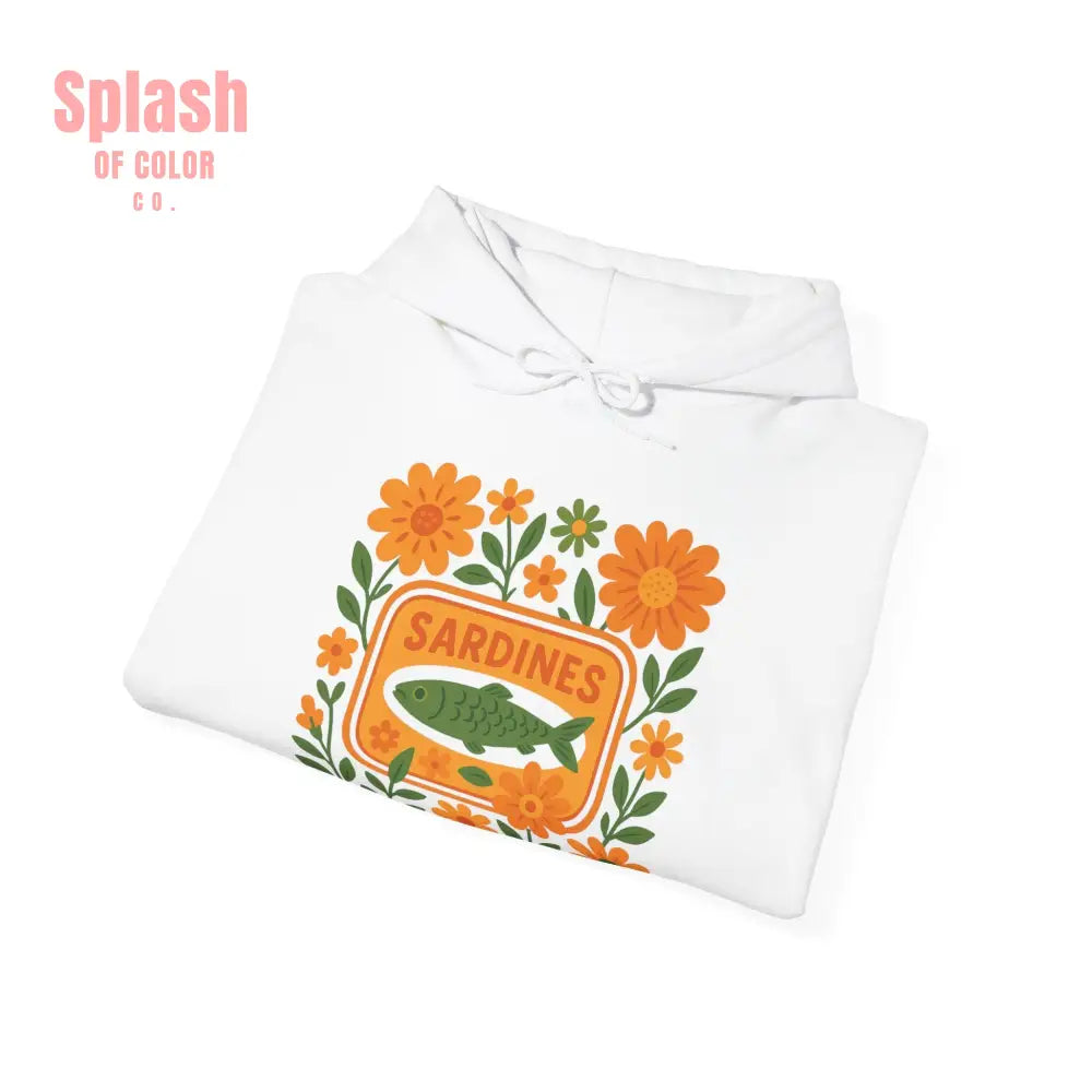 Tinned Fish Sardine Hoodie Colorful Sardines Floral Hoodie Unisex Nautical Sweatshirt for Fish Lovers