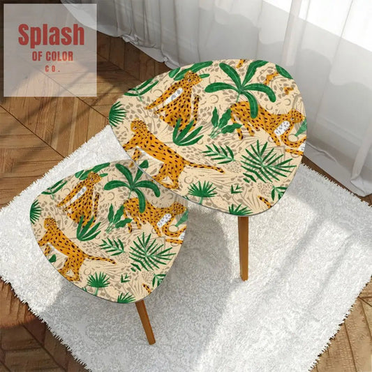 The Tigeress Quintessential Animal Print Modern Nesting Tables - Splash of Color co.
