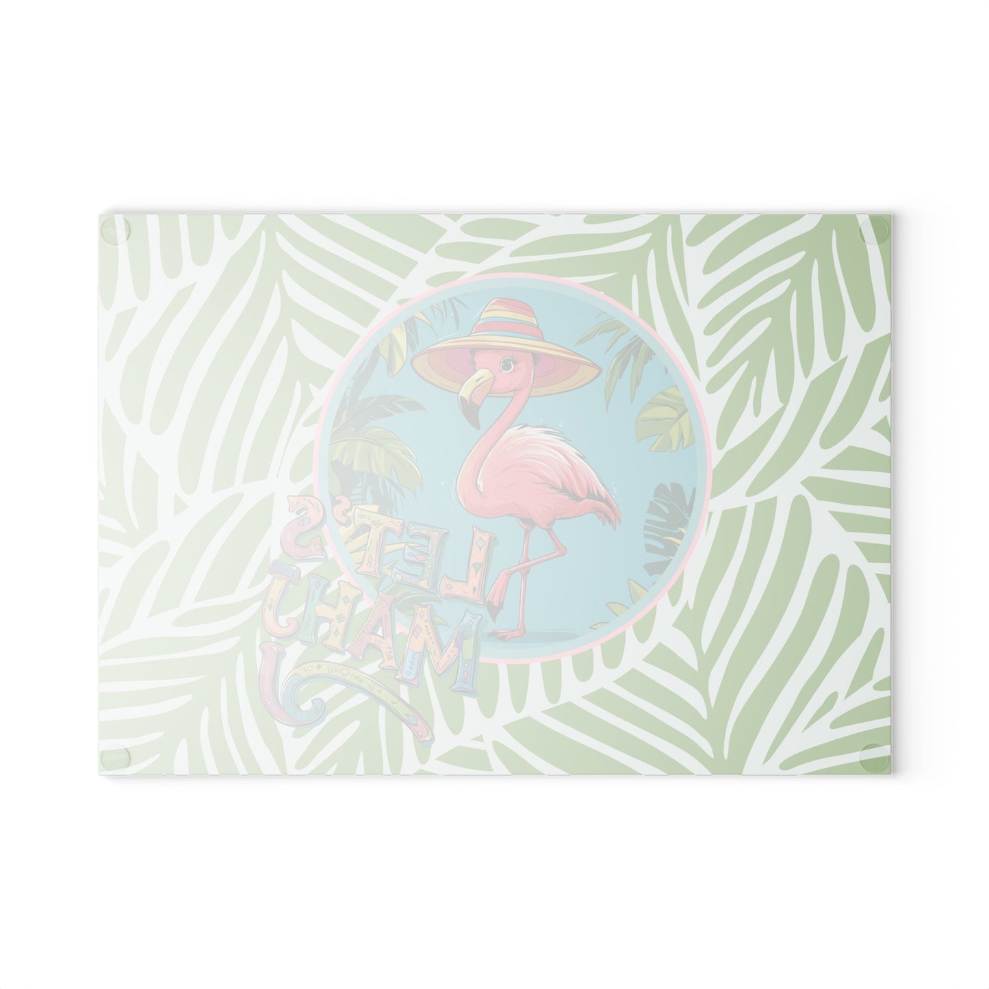 Tropical Flamingo Glass Cutting Board Mahjong Lover Gift Game Night Party Table Decor Let’s Mahj Charcuterie Mahj