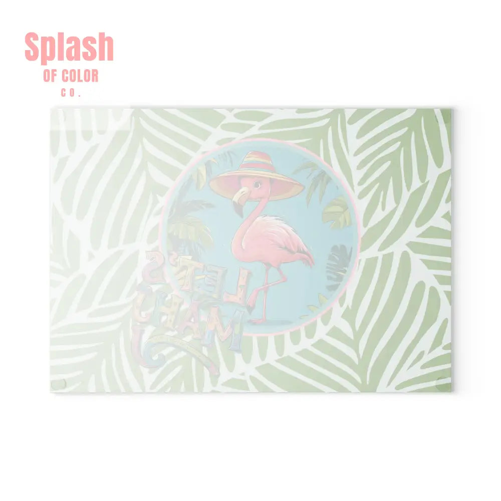 Tropical Flamingo Glass Cutting Board Mahjong Lover Gift Game Night Party Table Decor Let’s Mahj Charcuterie Mahj