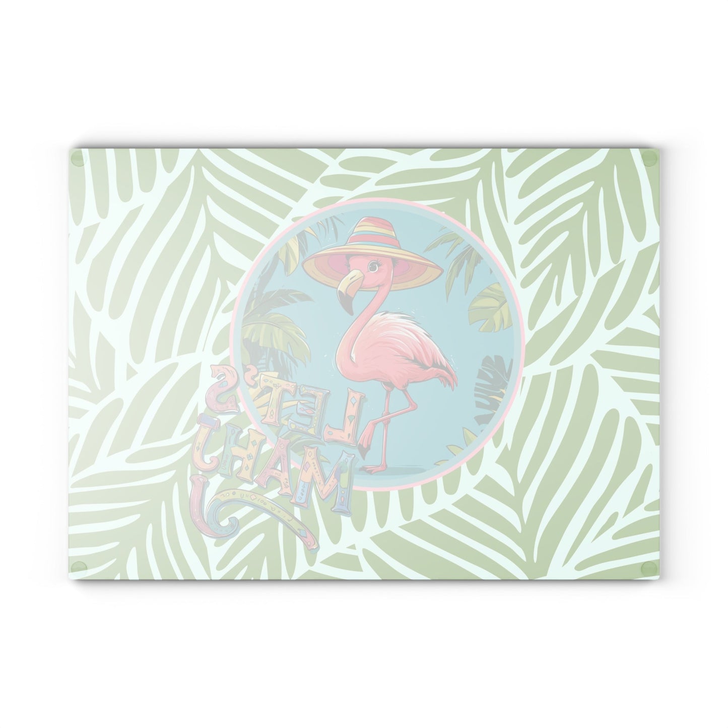 Tropical Flamingo Glass Cutting Board Mahjong Lover Gift Game Night Party Table Decor Let’s Mahj Charcuterie Mahj