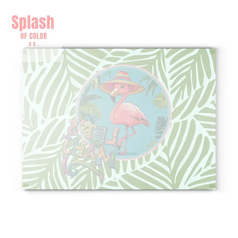 Tropical Flamingo Glass Cutting Board Mahjong Lover Gift Game Night Party Table Decor Let’s Mahj Charcuterie Mahj