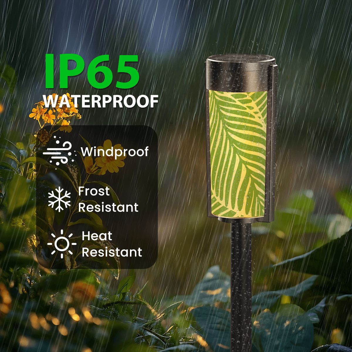 Tropical Floral Green Polynesian Outdoor Garden Solar Lights - 4pcs - Garden Decor