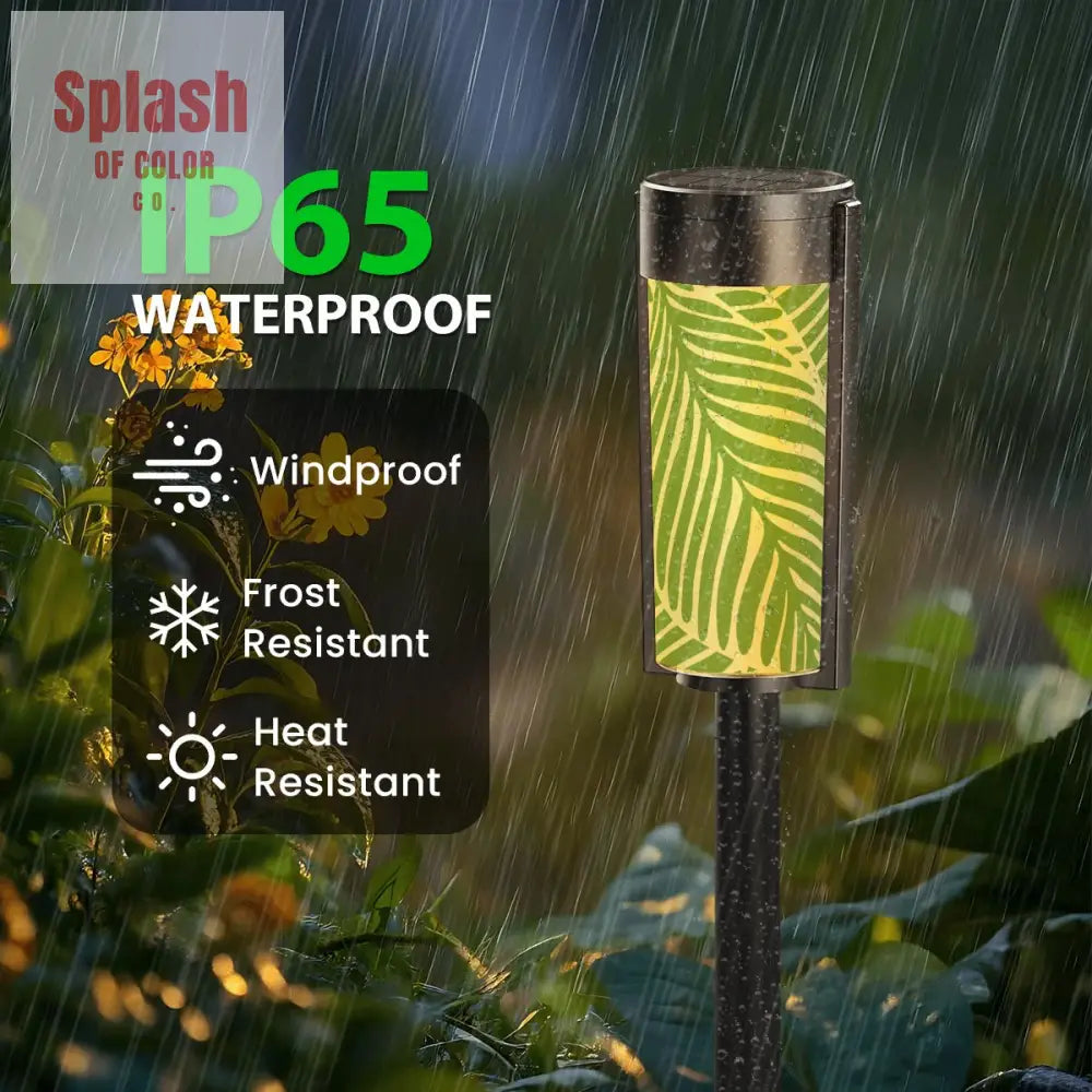 Tropical Floral Green Polynesian Outdoor Garden Solar Lights - 4pcs - Garden Decor