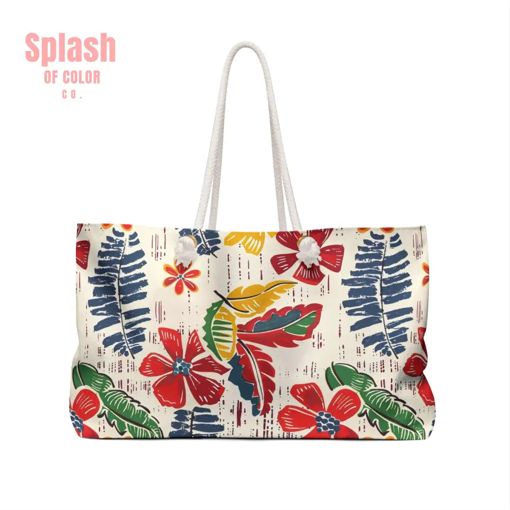 Tropical Floral Heritage Weekender Bag Travel Tote Mahjong Accessory Bag 24’’ × 13’’ Bags