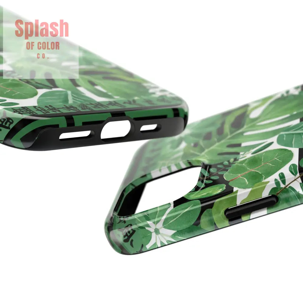 Tropical Mahjong Phone Case Tough Phone Case Monstera Boho Style Phone Case