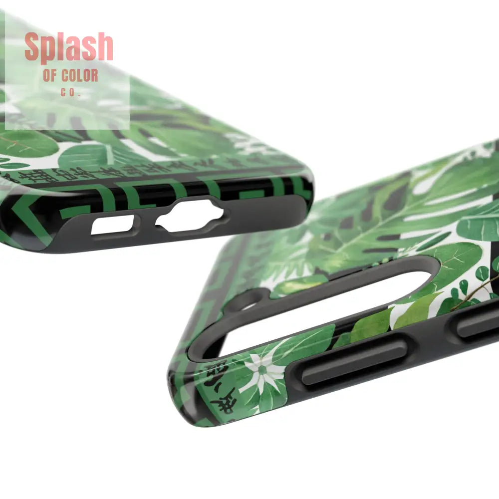 Tropical Mahjong Phone Case Tough Phone Case Monstera Boho Style Phone Case