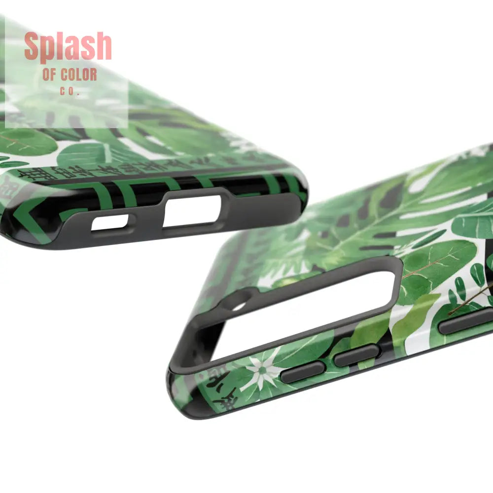 Tropical Mahjong Phone Case Tough Phone Case Monstera Boho Style Phone Case