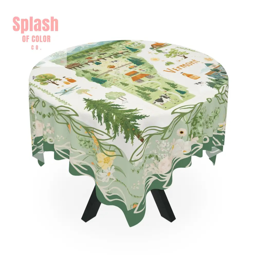 Vermont-Inspired Tablecloth Cozy Farmhouse Decor Nature-Themed Dining Gift for Home Seasonal Gatherings Rustic Table