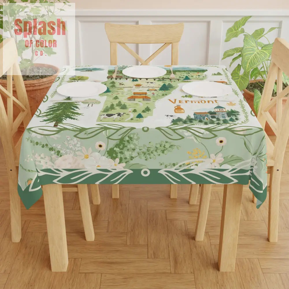 Vermont-Inspired Tablecloth Cozy Farmhouse Decor Nature-Themed Dining Gift for Home Seasonal Gatherings Rustic Table