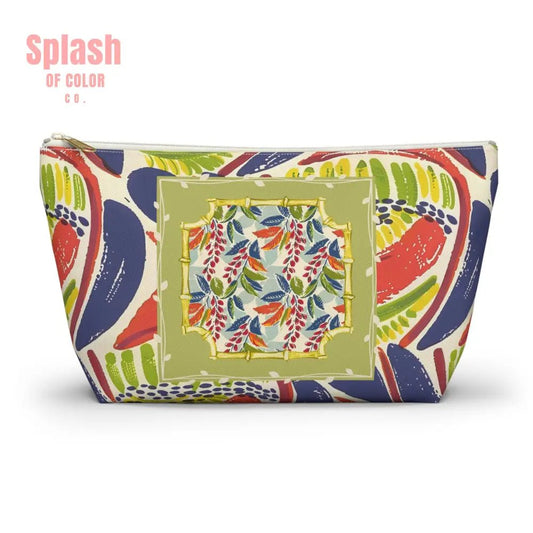 Vibrant Floral Heritage Mahjong Accessory Pouch, Makeup Bag, Travel Organizer, Gift for Her, Summer Essentials, Boho Style - Splash of Color co.
