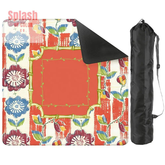Vintage Floral Heritage Collection Mahjong Coral Blue Game Mat Mahjong Mat - Splash of Color co.