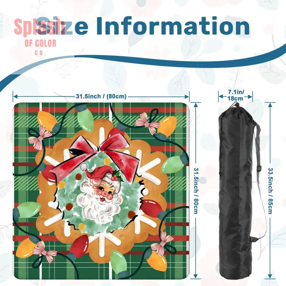Vintage Santa Mahjong Christmas Mat Green Red Plaid Full of Whimsy And Charm - Daily Accessories
