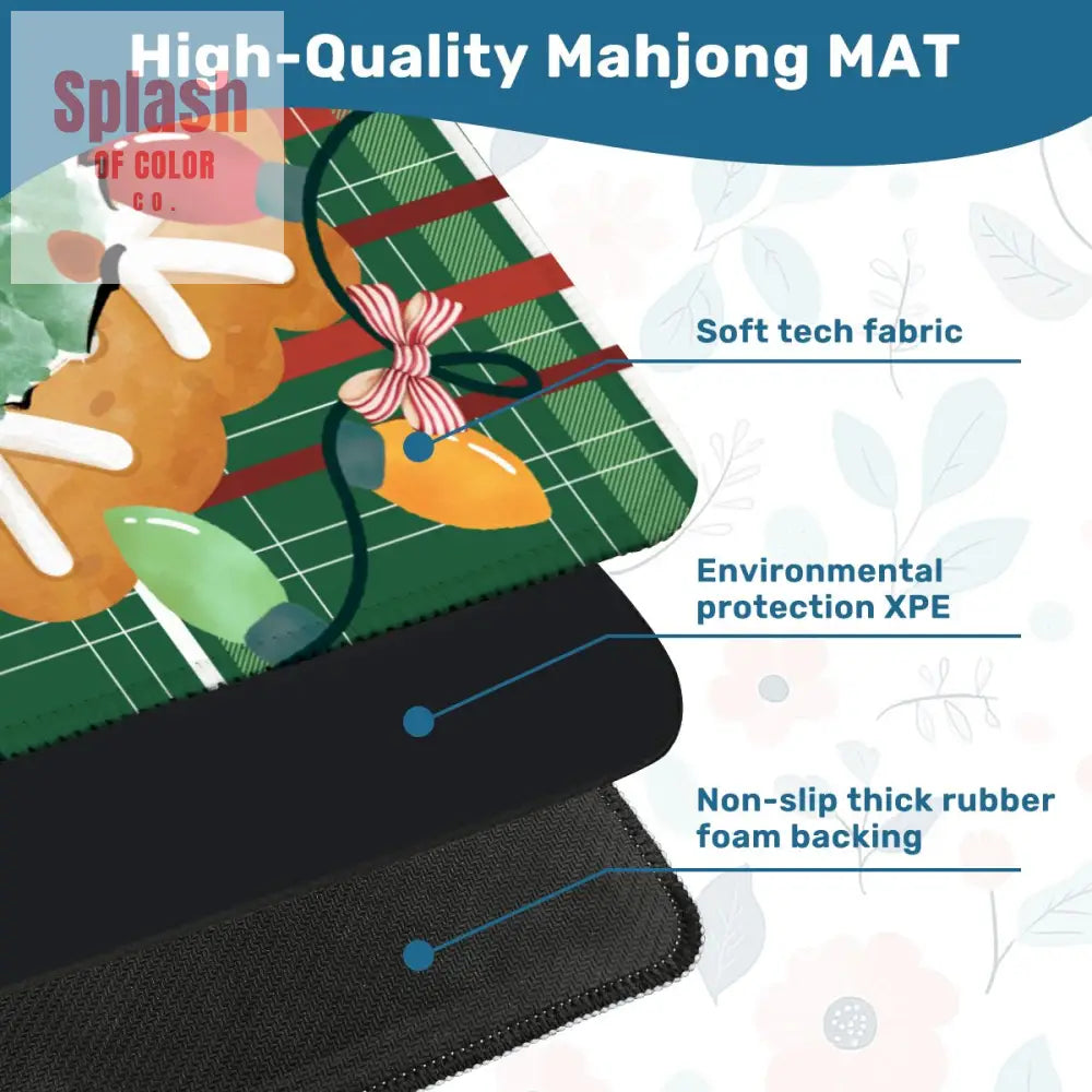 Vintage Santa Mahjong Christmas Mat Green Red Plaid Full of Whimsy And Charm - Daily Accessories