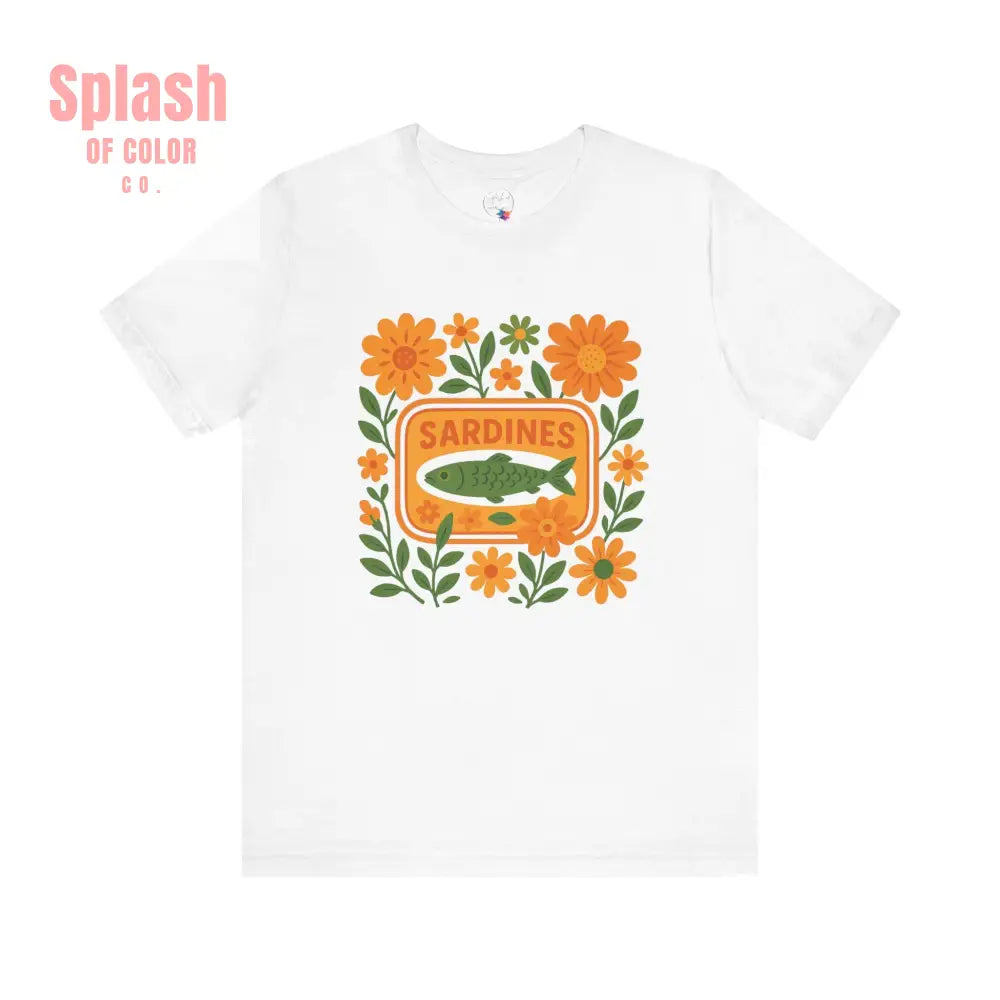 Vintage Sardine Shirt Floral Tee Casual Wear Gifts for Food Lovers Summer Outfits Sustainable Fashion Beach Day Shirt