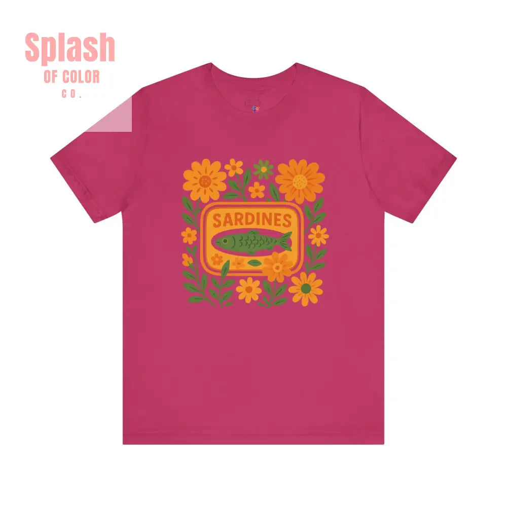 Vintage Sardine Shirt Floral Tee Casual Wear Gifts for Food Lovers Summer Outfits Sustainable Fashion Beach Day Shirt