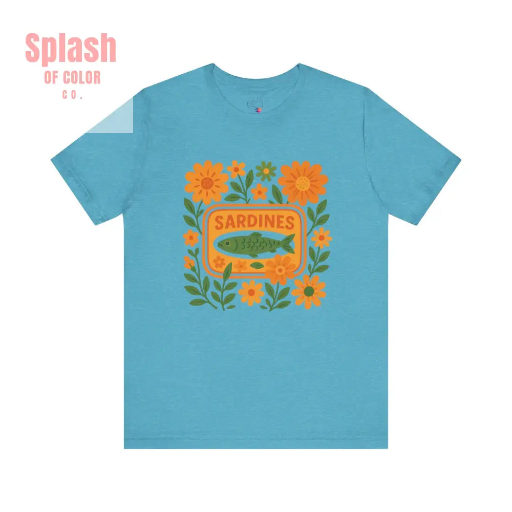 Vintage Sardine Shirt Floral Tee Casual Wear Gifts for Food Lovers Summer Outfits Sustainable Fashion Beach Day Shirt