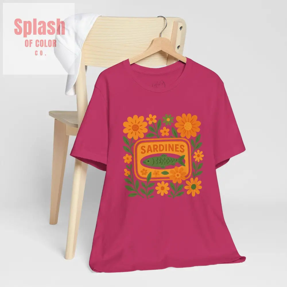 Vintage Sardine Shirt Floral Tee Casual Wear Gifts for Food Lovers Summer Outfits Sustainable Fashion Beach Day Shirt