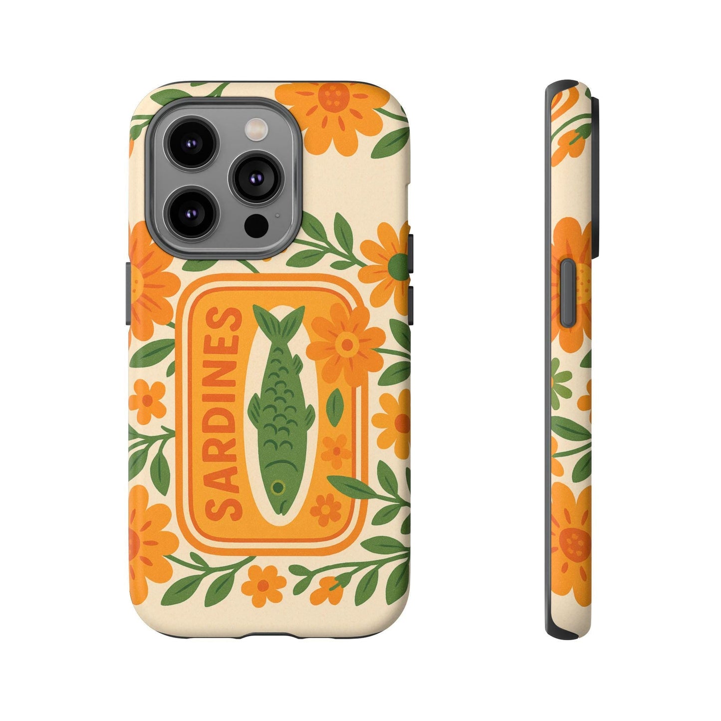 Vintage Sardines Phone Case Tough Cases for Tinned Fish Lovers Nature-Inspired Design Nautical Fish Phone Case