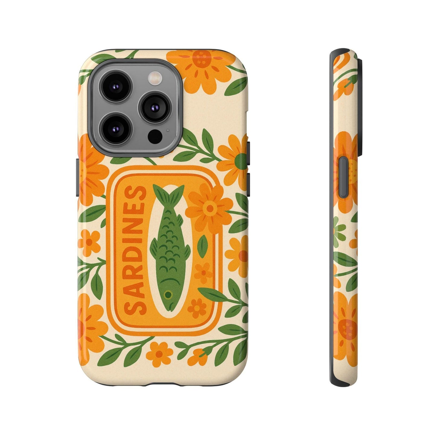 Vintage Sardines Phone Case Tough Cases for Tinned Fish Lovers Nature-Inspired Design Nautical Fish Phone Case
