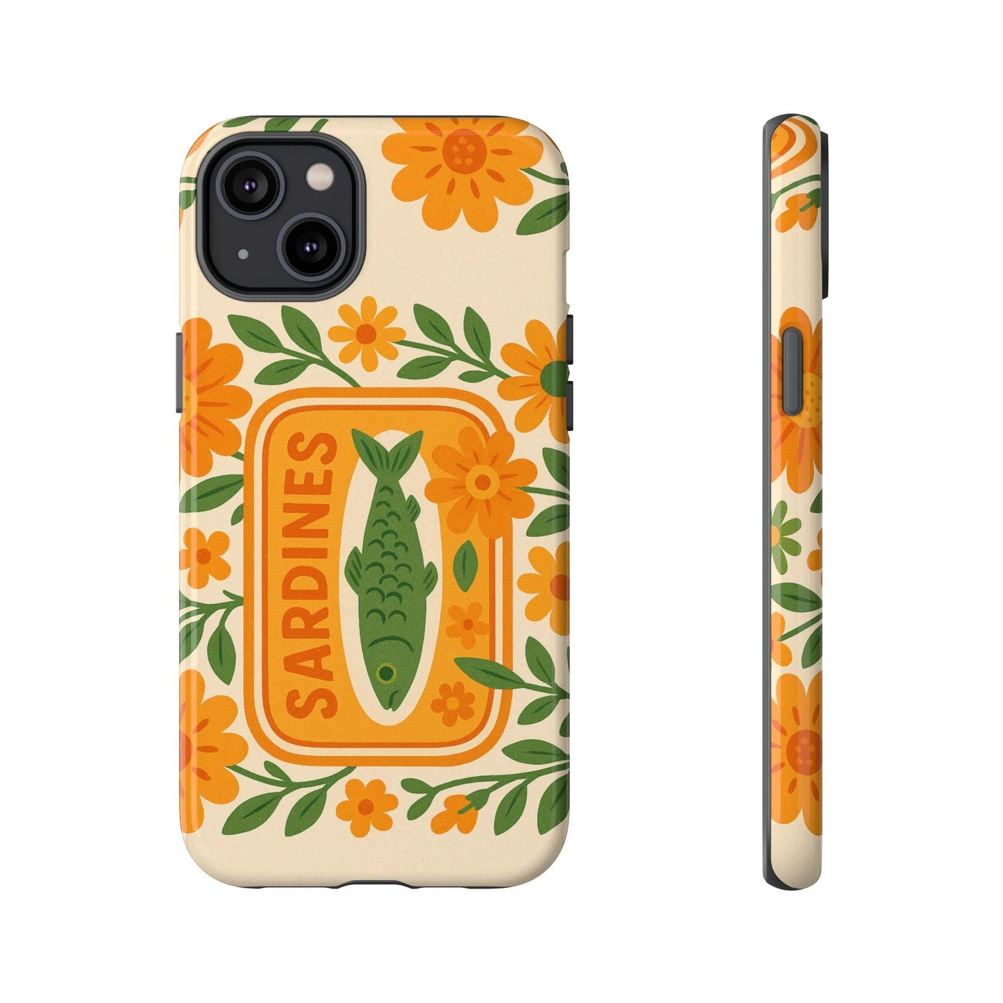 Vintage Sardines Phone Case Tough Cases for Tinned Fish Lovers Nature-Inspired Design Nautical Fish Phone Case