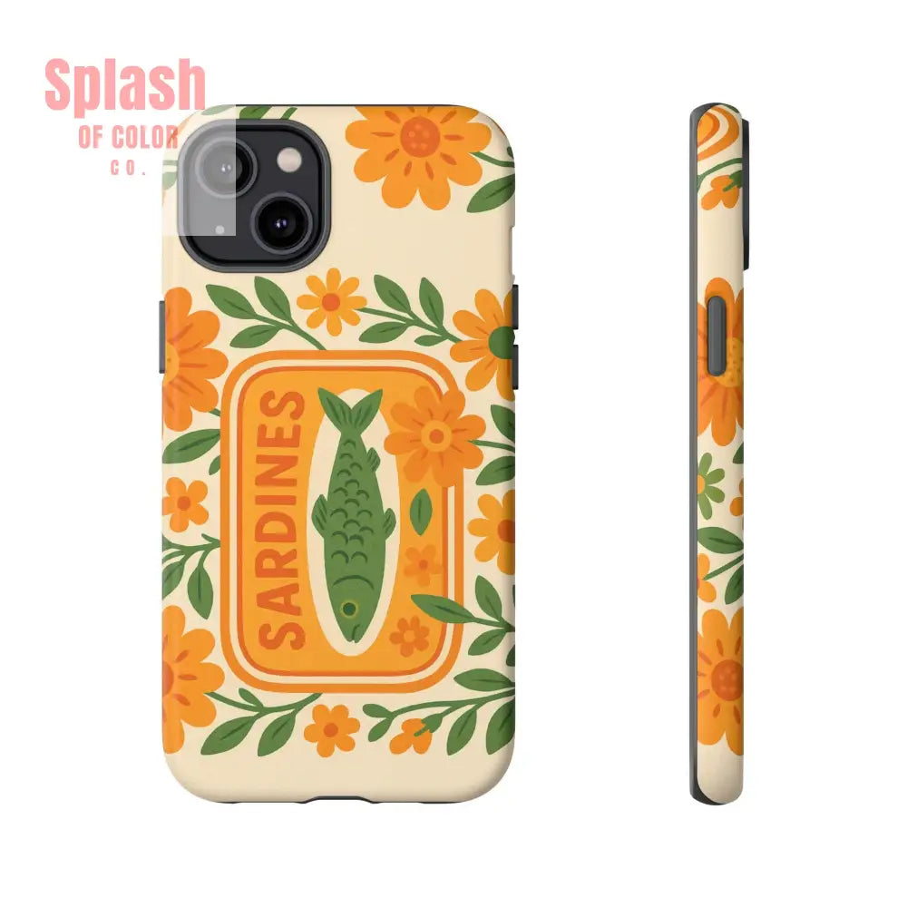 Vintage Sardines Phone Case Tough Cases for Tinned Fish Lovers Nature-Inspired Design Nautical Fish Phone Case