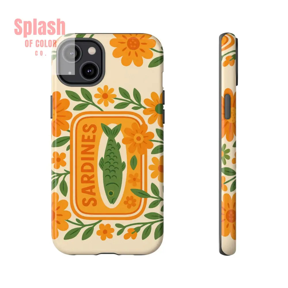 Vintage Sardines Phone Case Tough Cases for Tinned Fish Lovers Nature-Inspired Design Nautical Fish Phone Case