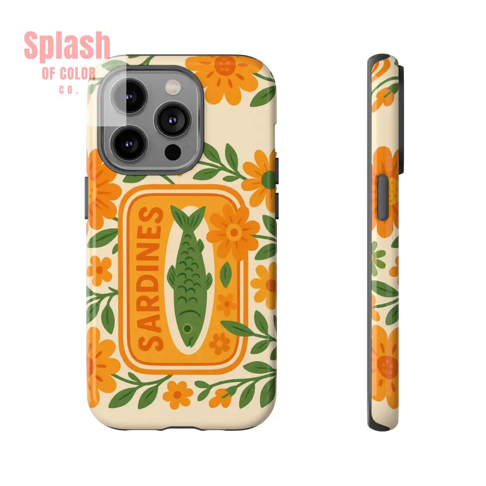 Vintage Sardines Phone Case Tough Cases for Tinned Fish Lovers Nature-Inspired Design Nautical Fish Phone Case