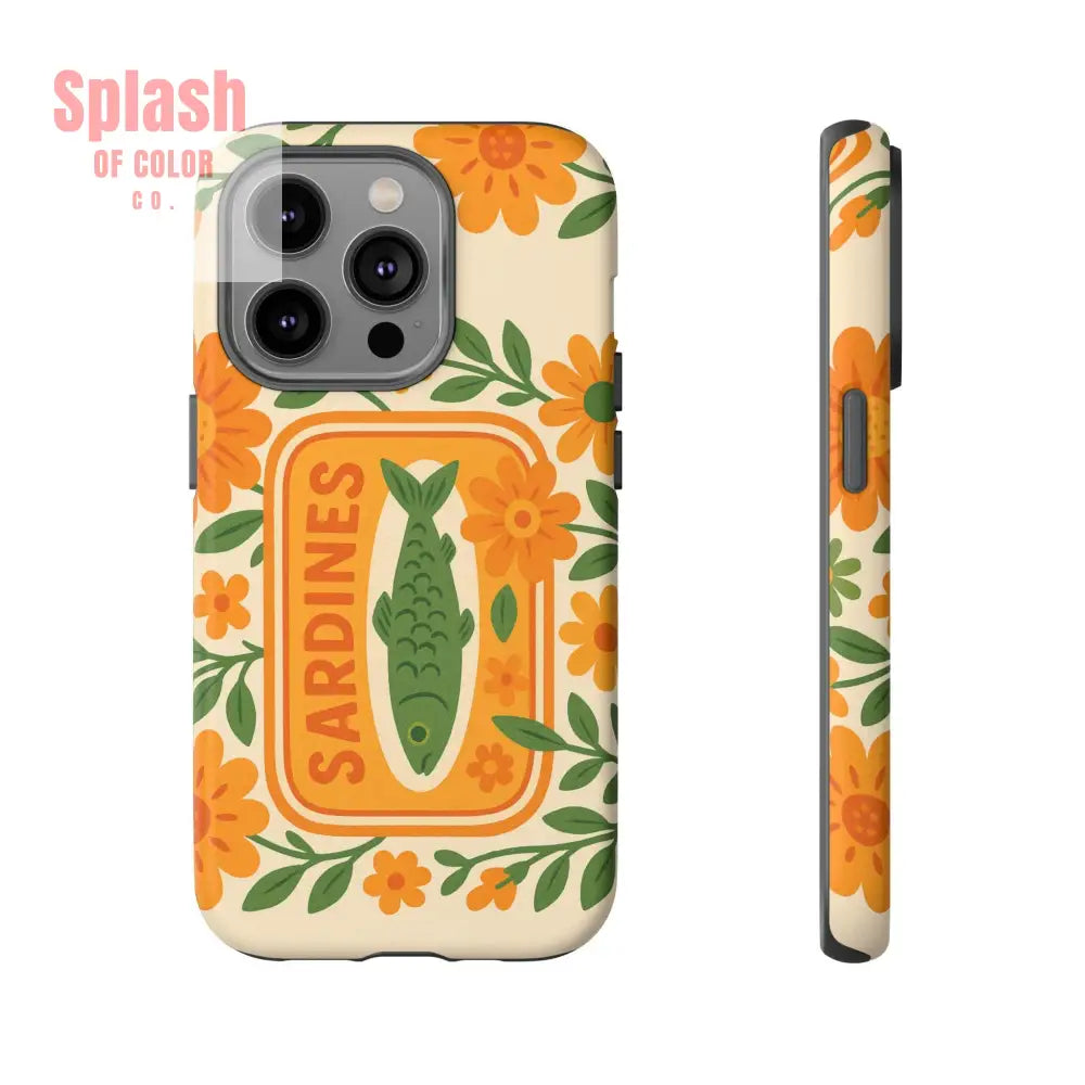 Vintage Sardines Phone Case Tough Cases for Tinned Fish Lovers Nature-Inspired Design Nautical Fish Phone Case