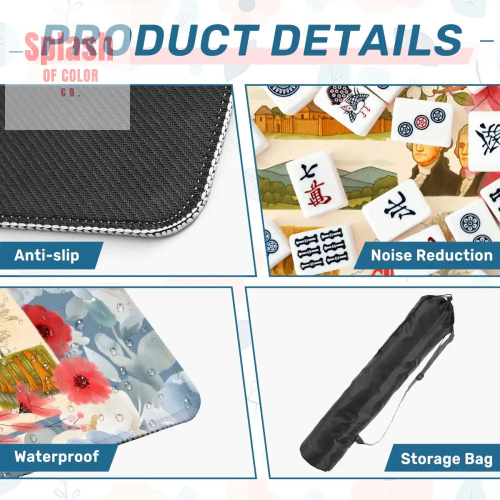 Virginia State Pride Mahjong Mat Monumental Blue Red Floral Mahj Game Mat - Mahjong