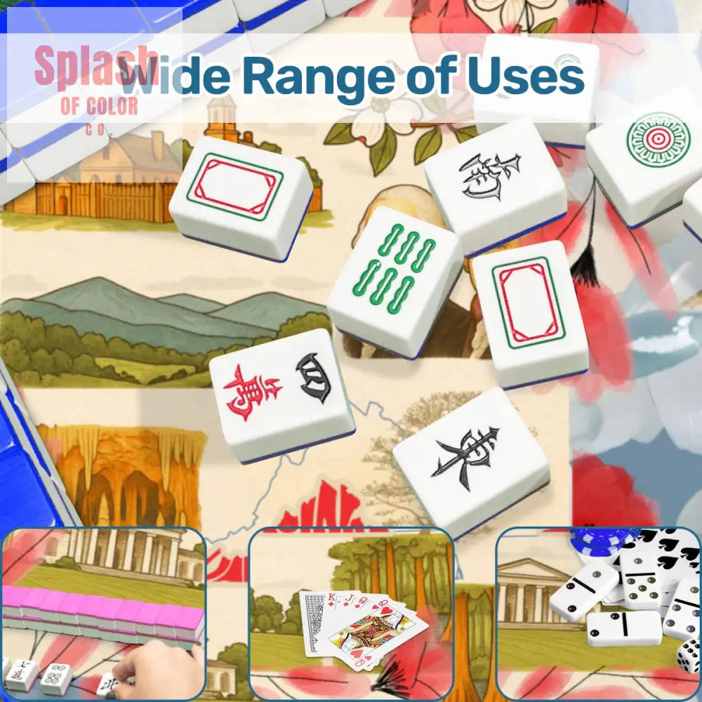 Virginia State Pride Mahjong Mat Monumental Blue Red Floral Mahj Game Mat - Mahjong